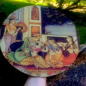 Indian painting bought in India printed round wood